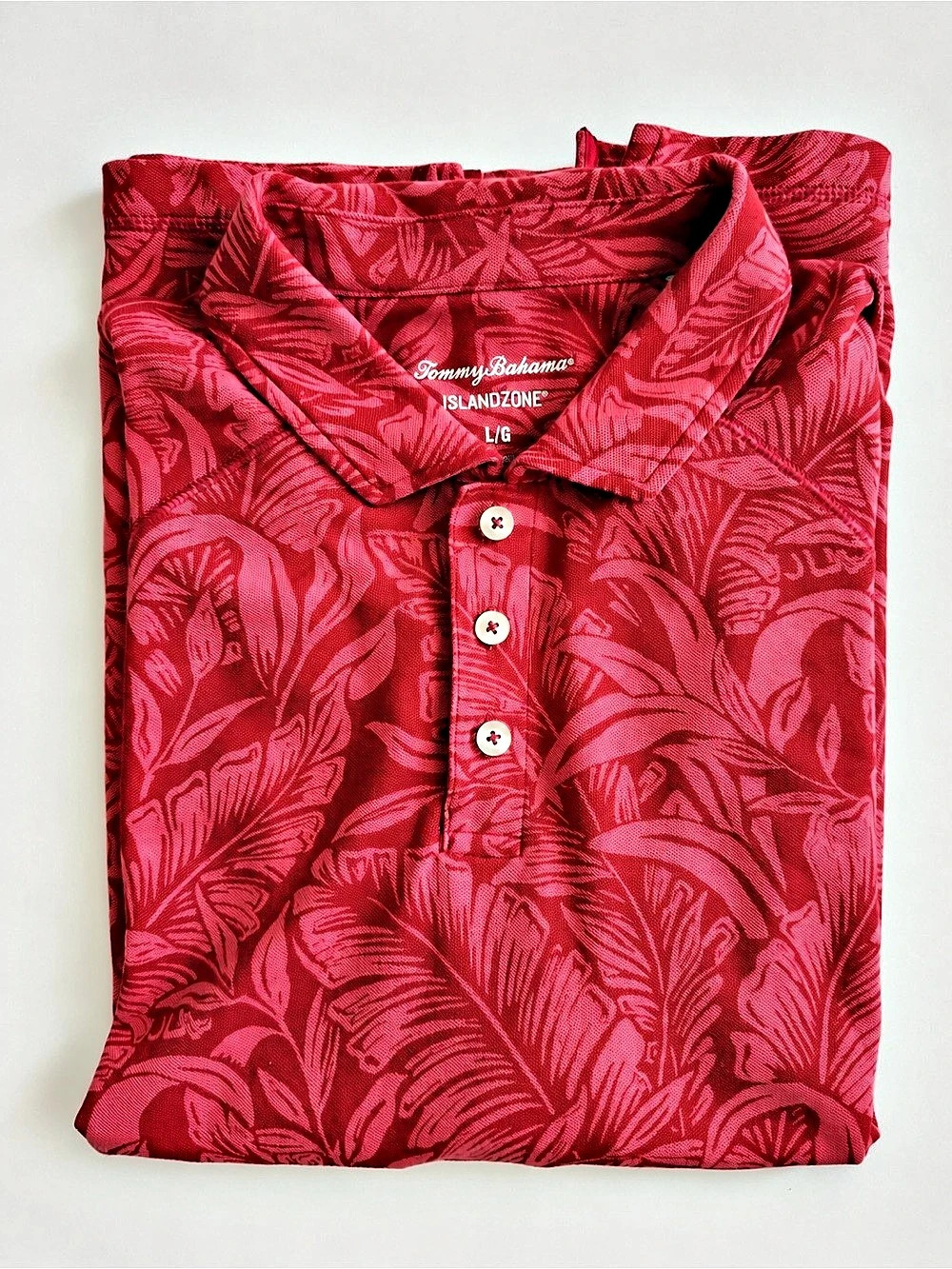 Tommy Bahama IslandZone Tropical Print Polo Red Large